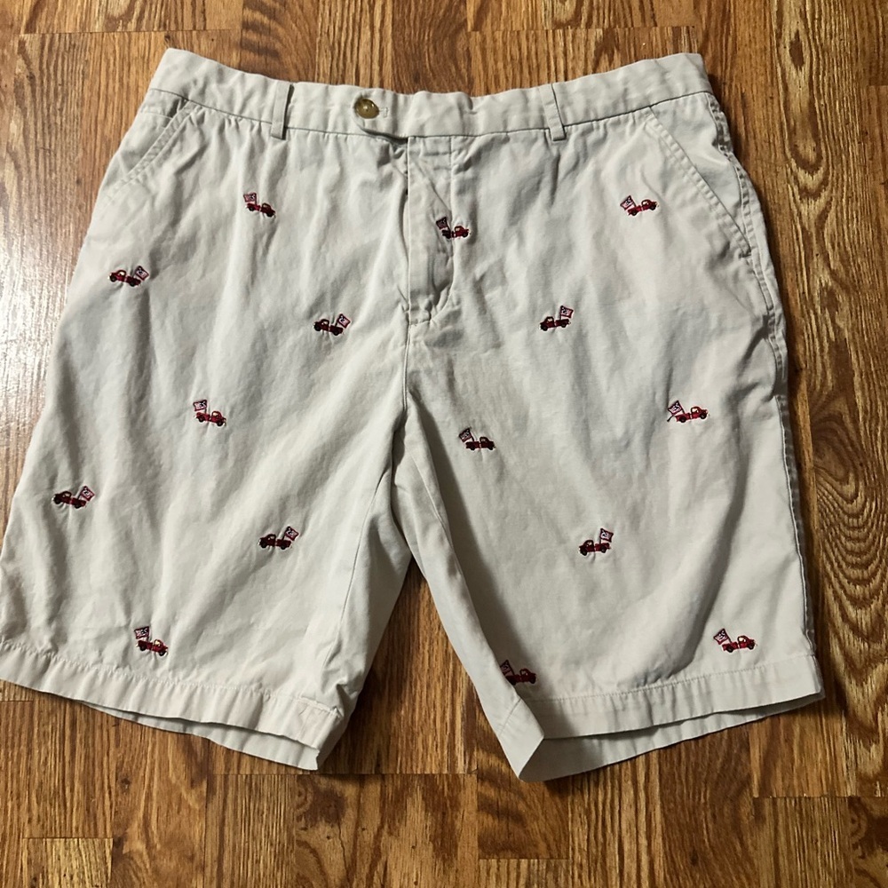 J McLaughlin Men's Stitched Truck US Flag Chino Shorts Stone Sz 38
